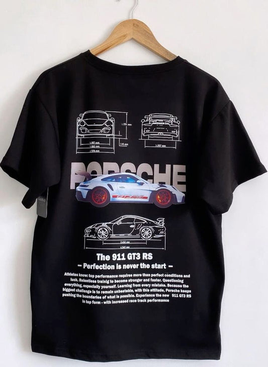 Porsche 911 GT3 Printed Premium Cotton Round Neck T-shirt For Mens