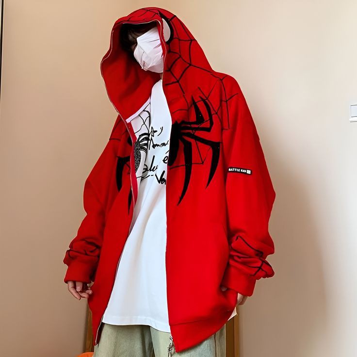 Red spiderman full zip up hoodie limited edition. 