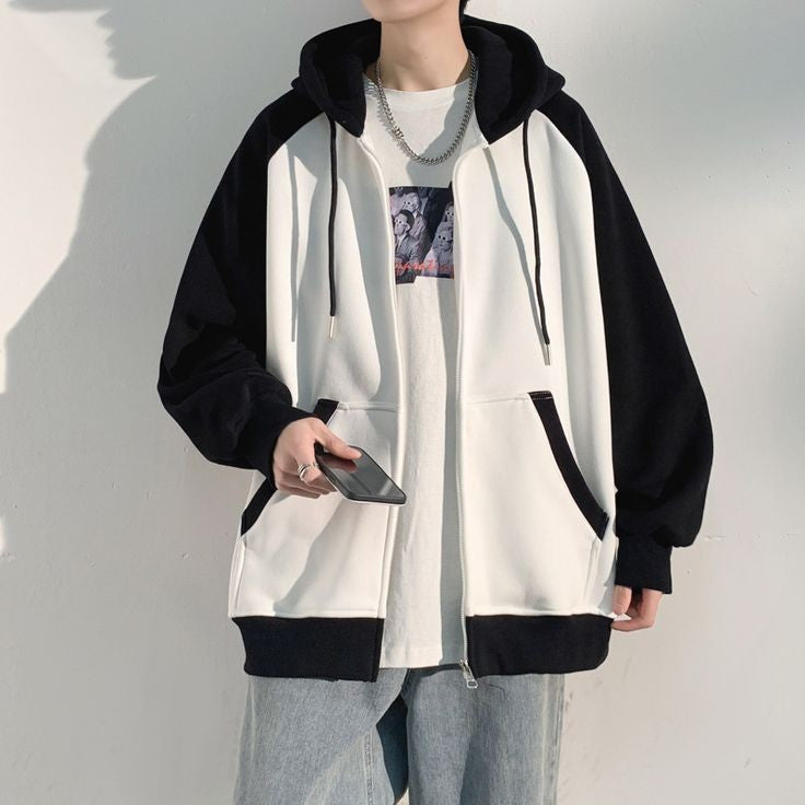 New Spring Autumn Korean Fashion Harajuku Premium Quality Zip Up Oversized Comfy Zipper Hoodie For men's