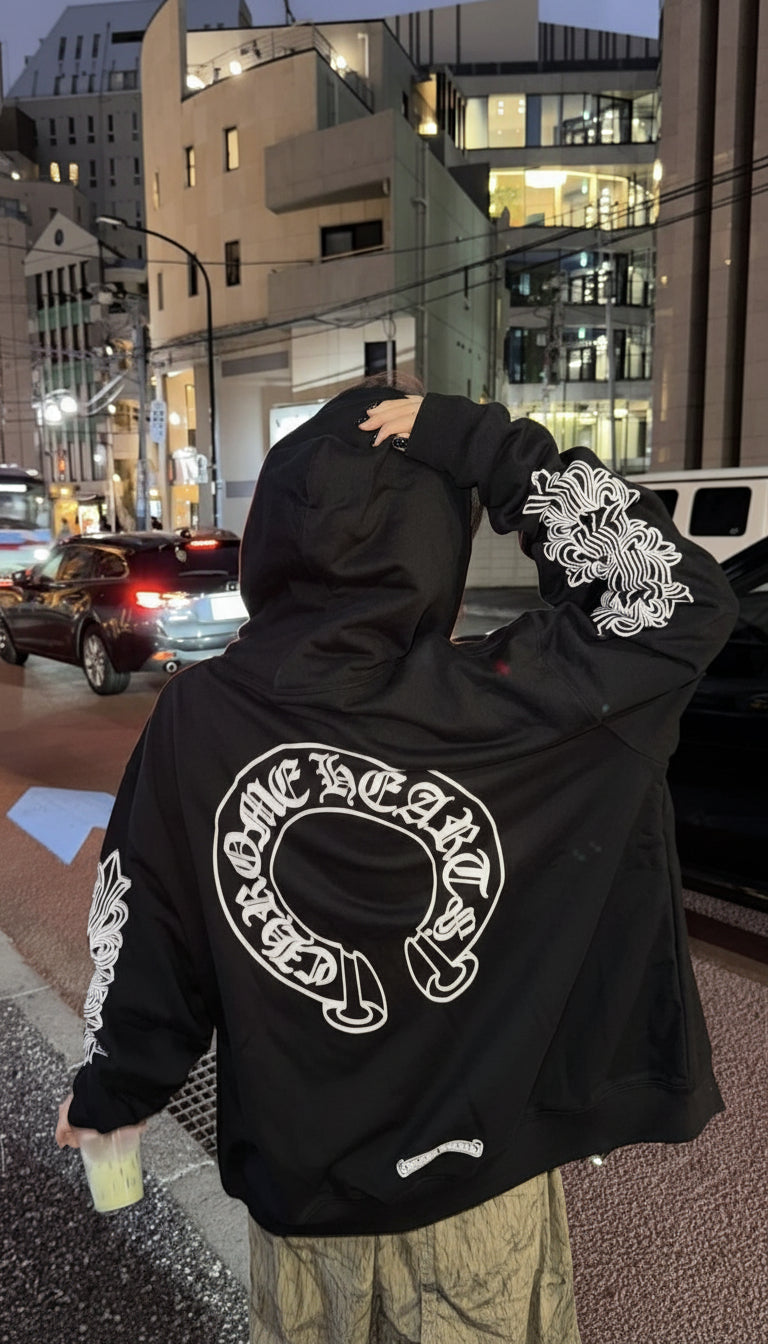 Aesthetic Y2K Drip Genz Style Streetwear Chrome Heart Editions Oversized Hoodie For Mens Women's | shopping factory23