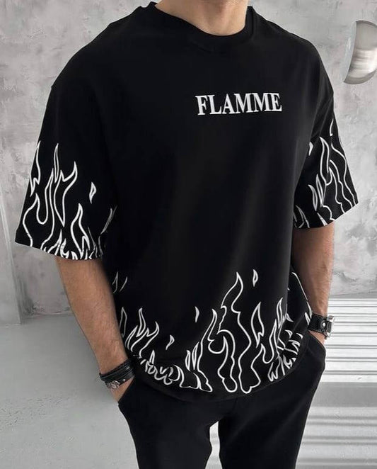 Flamme Oversized Printed Cool Aesthetic Premium Quality Unisex T-shirt