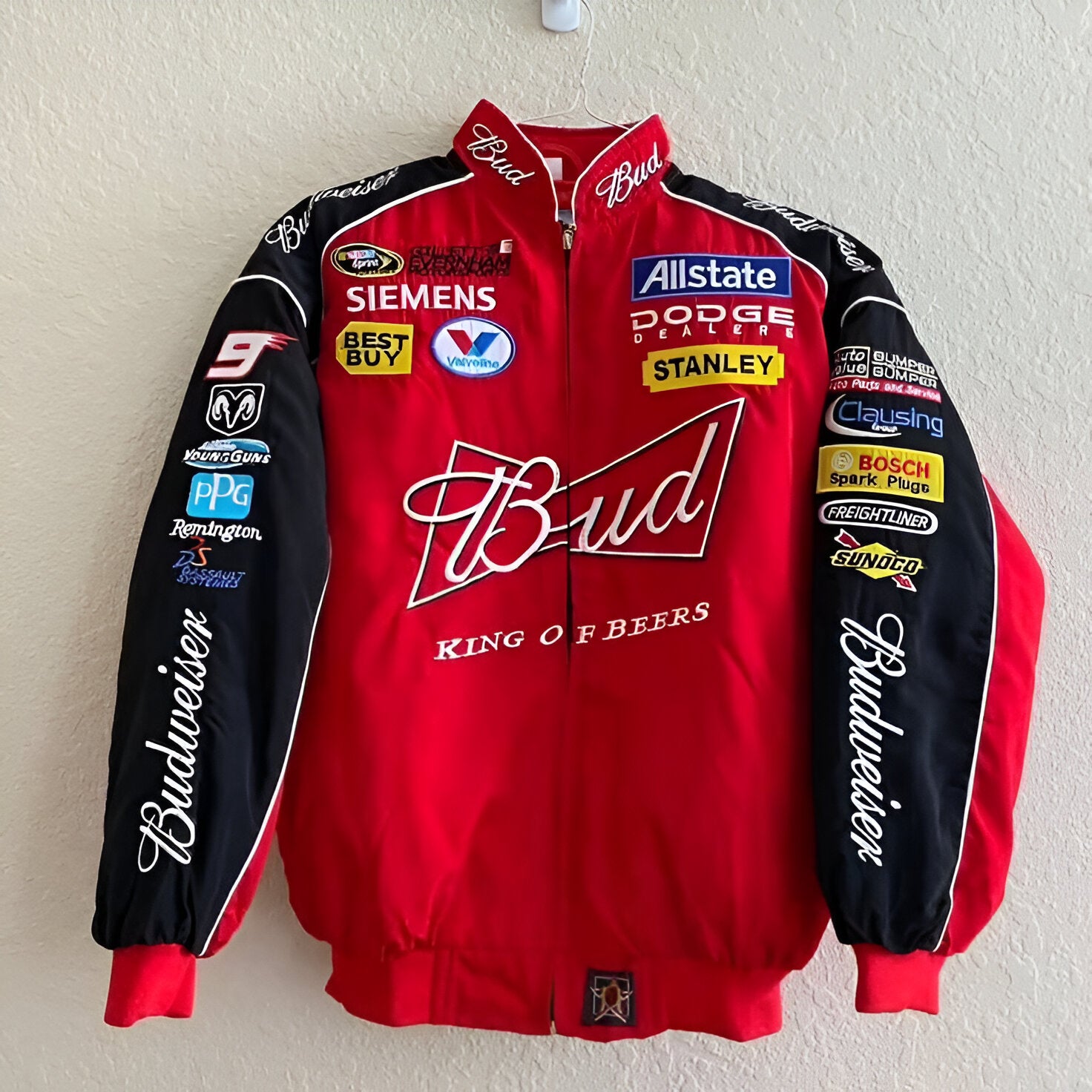 Vintage Budweiser Racing Jacket - Aesthetic Y2K Retro Biker Racer Jacket