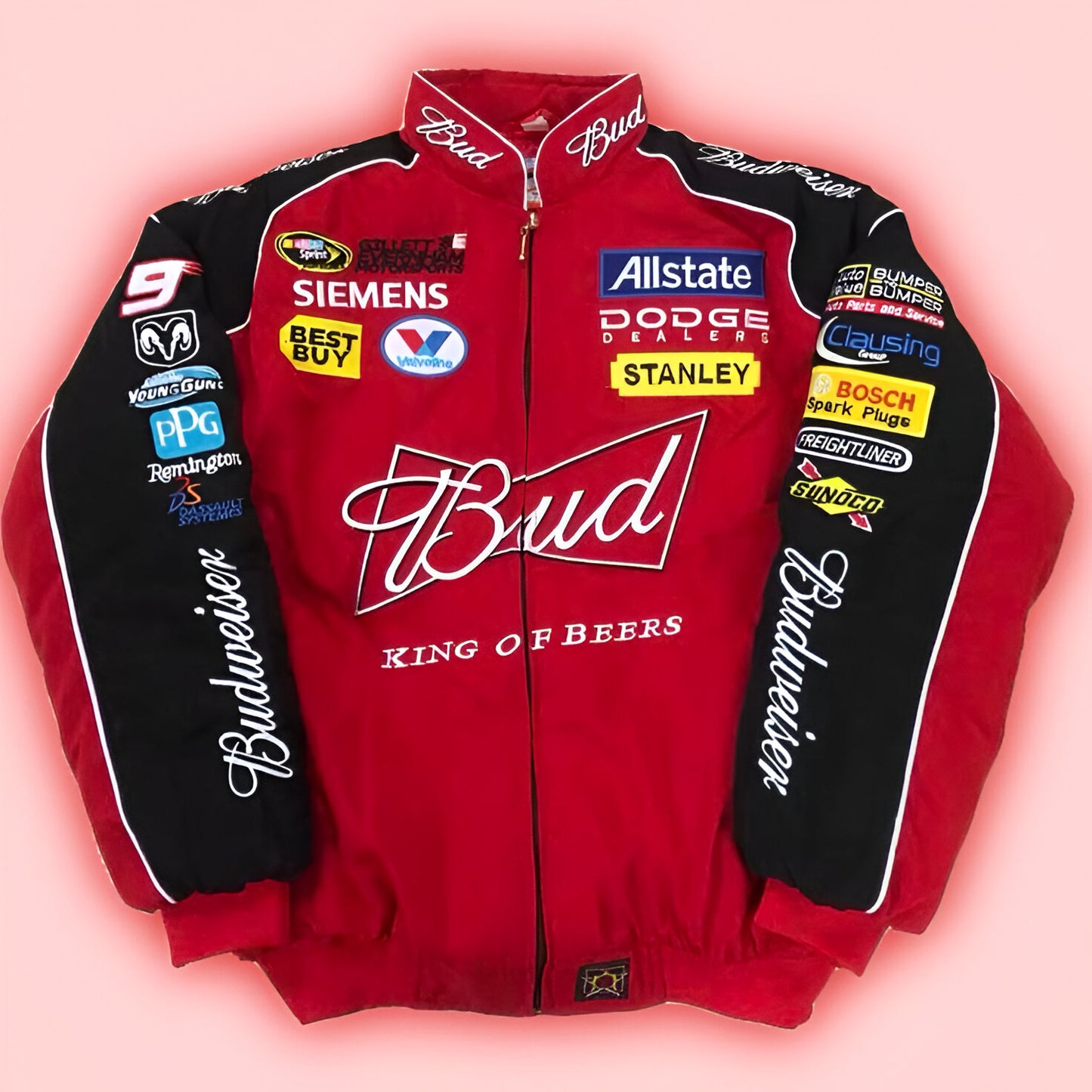 Vintage Budweiser Racing Jacket - Aesthetic Y2K Retro Biker Racer Sport Jacket