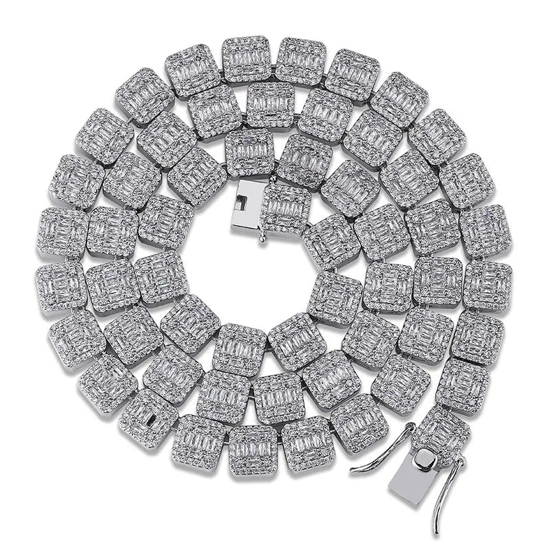 Baguette Tennis Chain Ice Out Hip Hop Chain Necklace