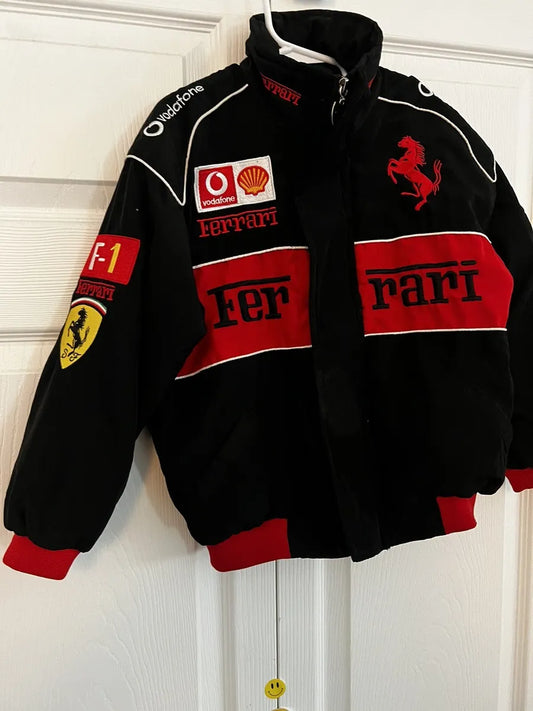 Black Ferrari F1 Jacket Vintage Premium Unisex Turbo Racer Jacket 