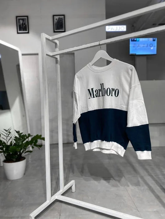 Buy Winter Fashion Marlboro Print Round Neck Oversized Fashion Fleece Sweatshirt For Mens Online Clothing store 