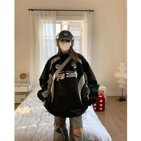 New Vintage Y2K Korean Fashion K pop Streetwear Style Retro Racing Ove shoppingfactory23