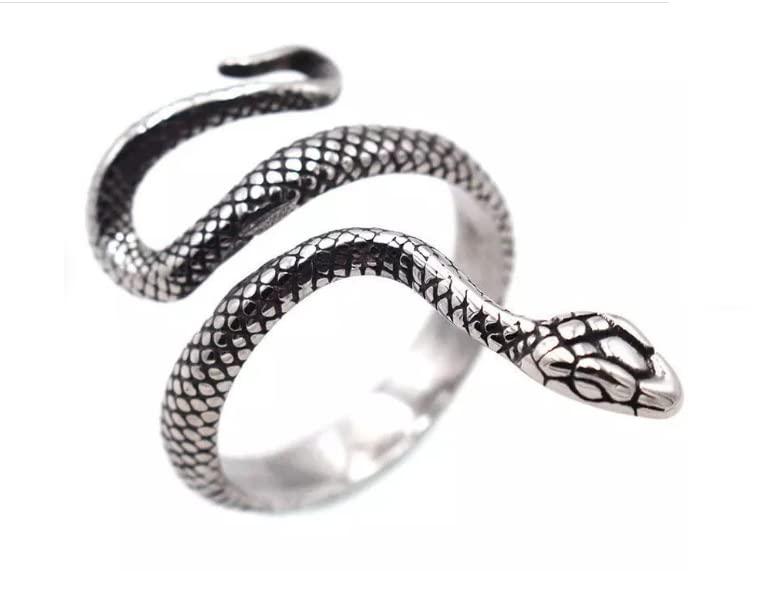 Stylish Silver Snake Ring Adjustable Ring For Men